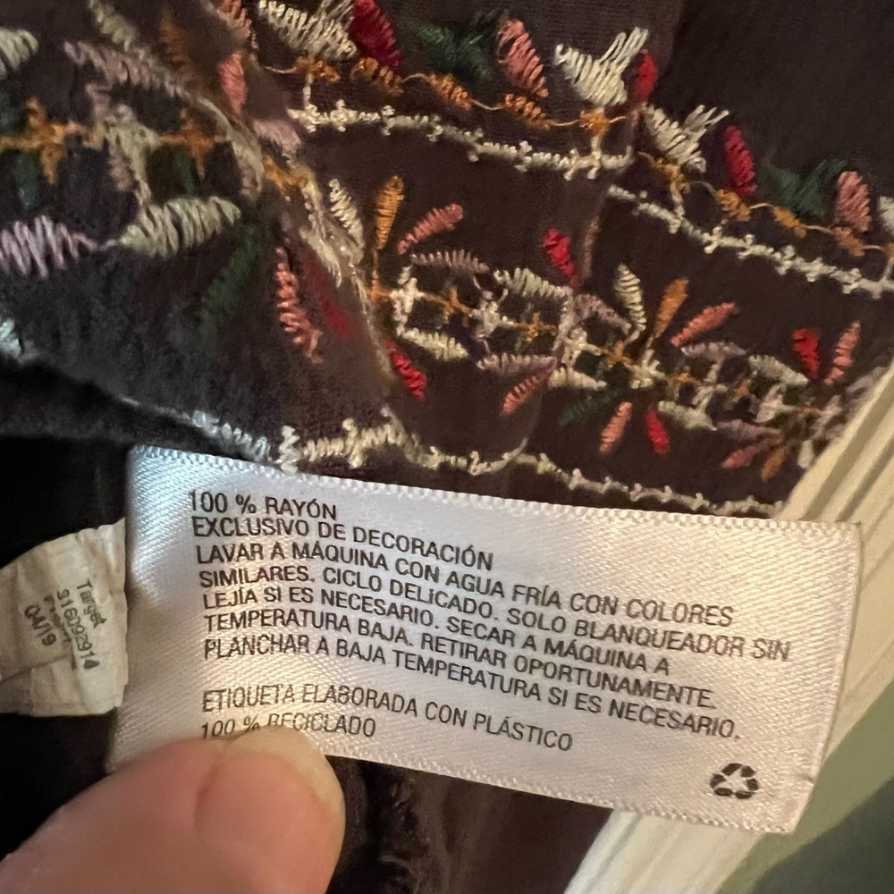 Knox Rose Women's Dark Brown Boho Peasant Embroidered Midi Dress EUC XL #1717 - Picture 5 of 9